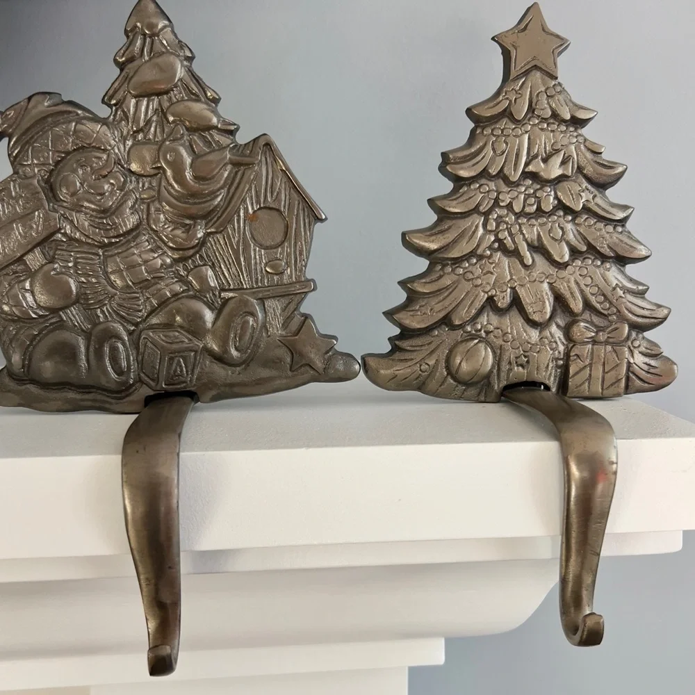 Cast iron Christmas Tree and Snowman Wall Decor